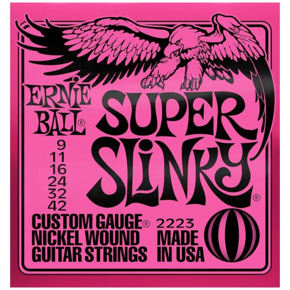 Earnie Ball "Super Slinky" Rosa, para Guitarra Eléctrica