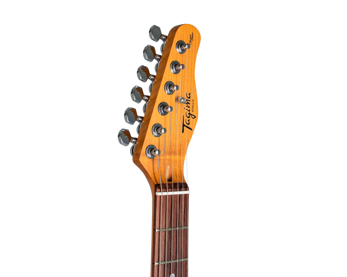 Guitarra Eléctrica Tagima Stella Oasis con acabado Transparent Celestial Blue Burst