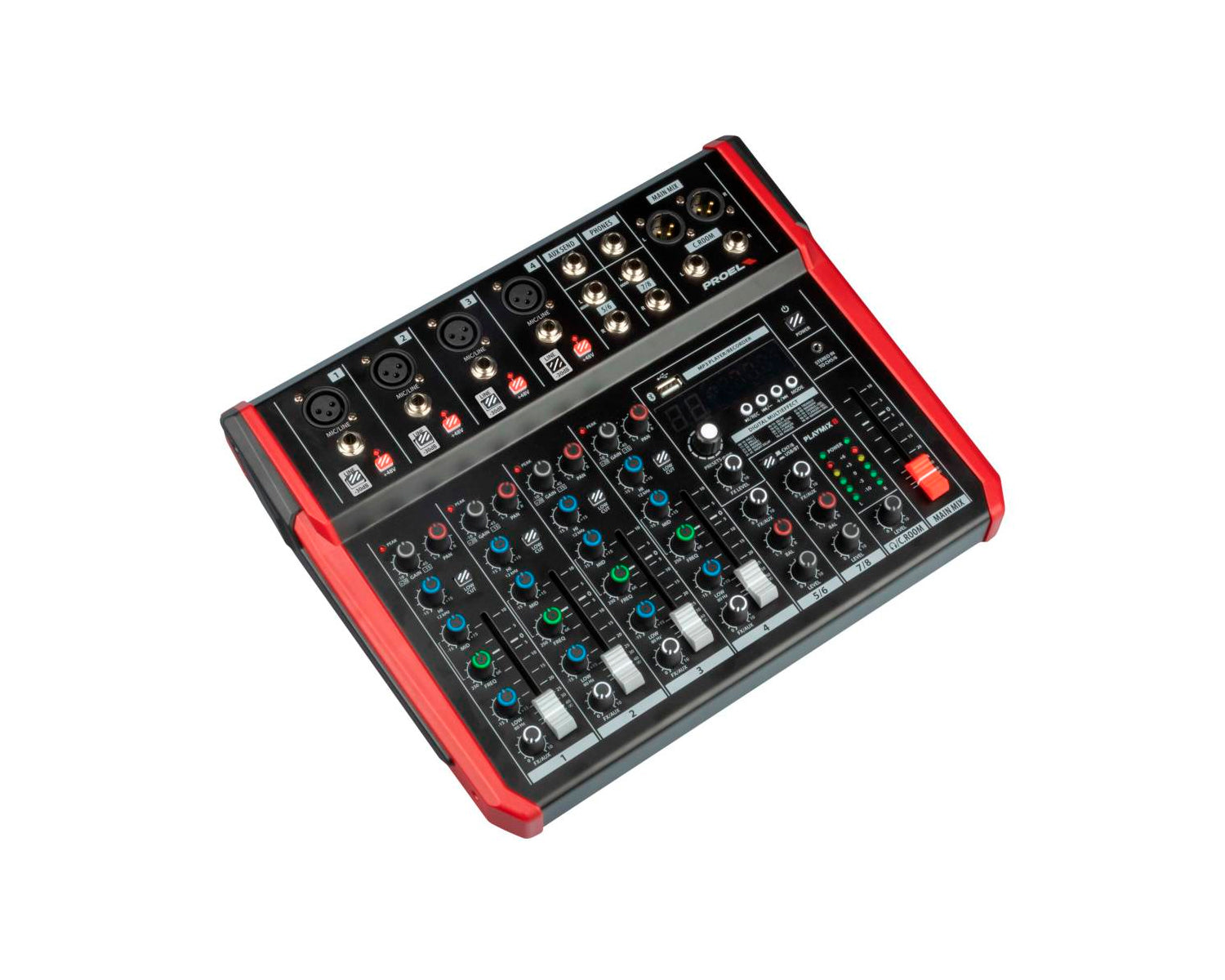 Mezcladora PROEL PLAYMIX8 de 8 Canales con FX DSP y Bluetooth