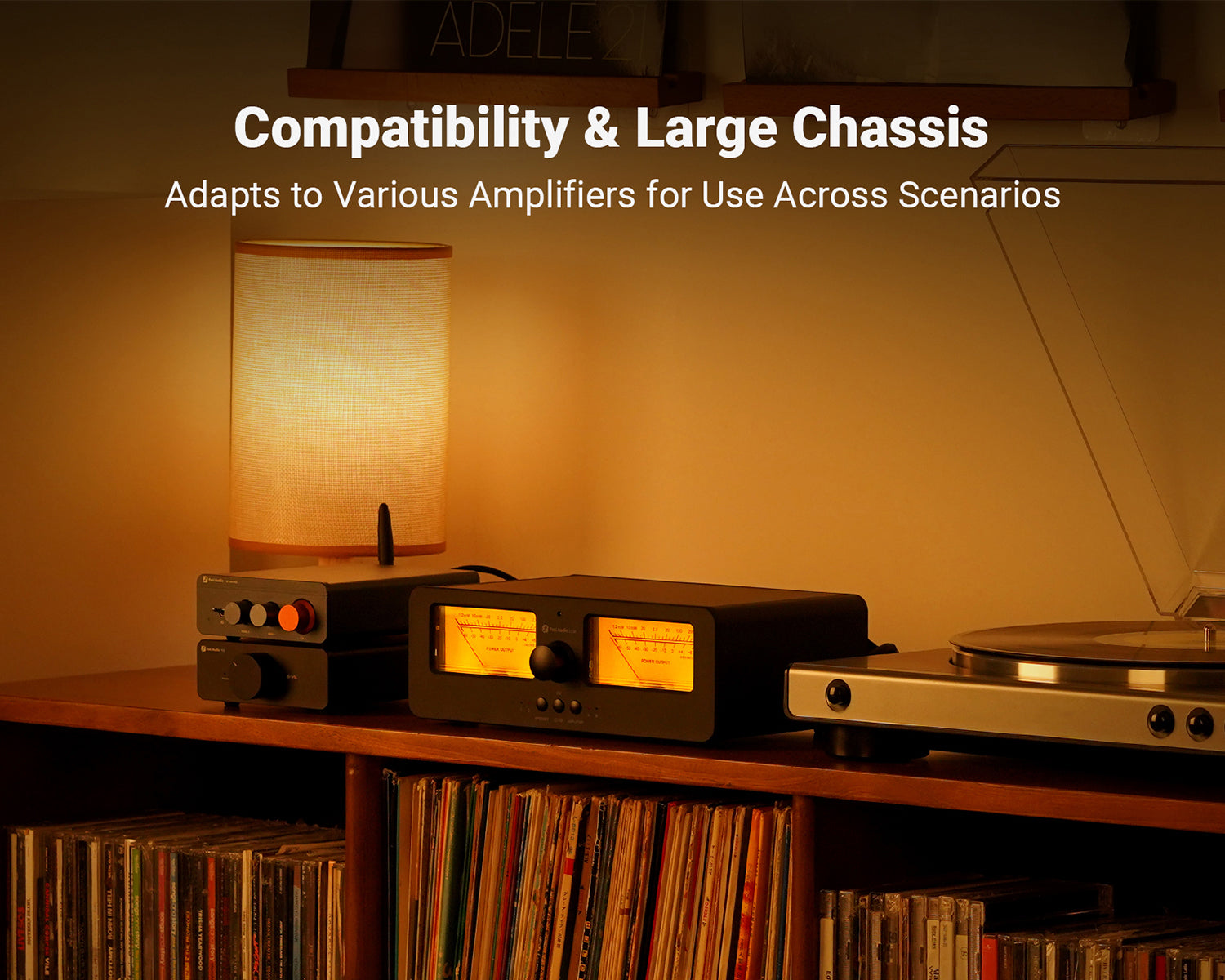 Selector de Amplificadores y Bafles Fosi Audio LC30 2 Entradas / 2 Salidas con Medidor VU Dual - Versión Naranja