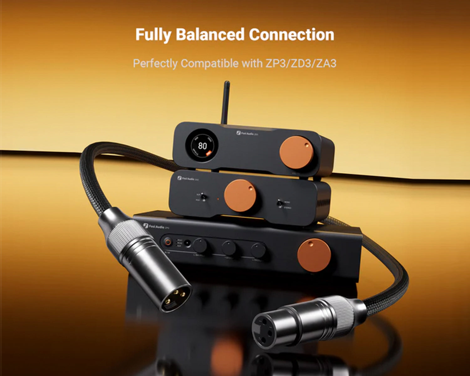 Cable XLR Fosi Audio 0.3m (Paquete de 2) para Preamplificador a Amplificador de Potencia