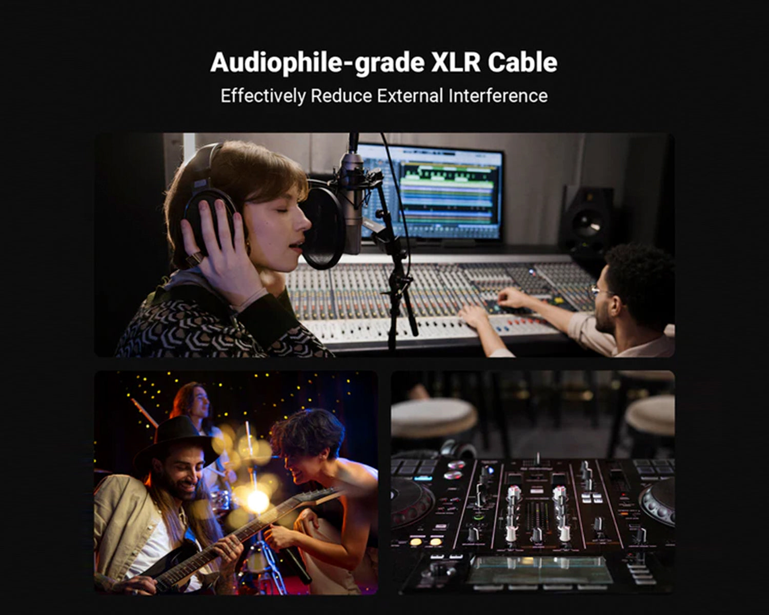 Cable XLR Fosi Audio 0.3m (Paquete de 2) para Preamplificador a Amplificador de Potencia