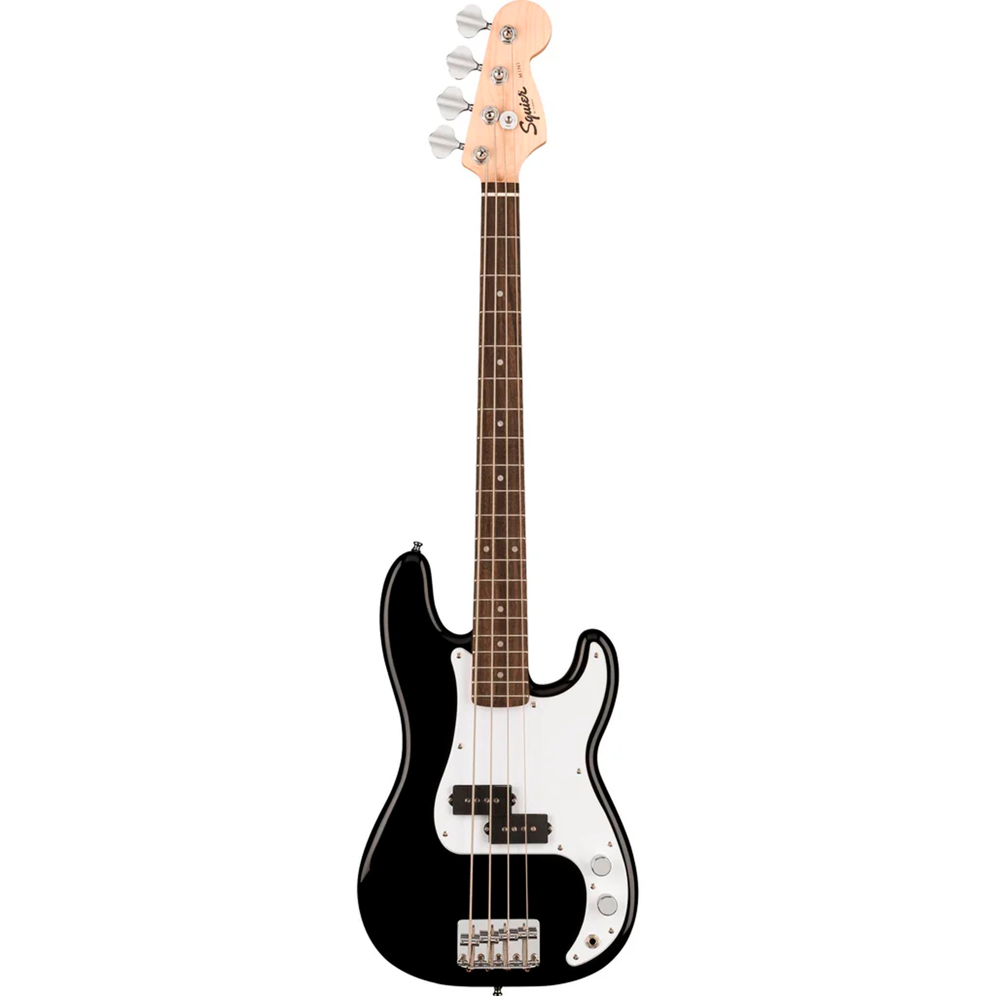 SQUIER MINI PRECISION BASS, LAUREL WHITE PICKGUARD BLACK