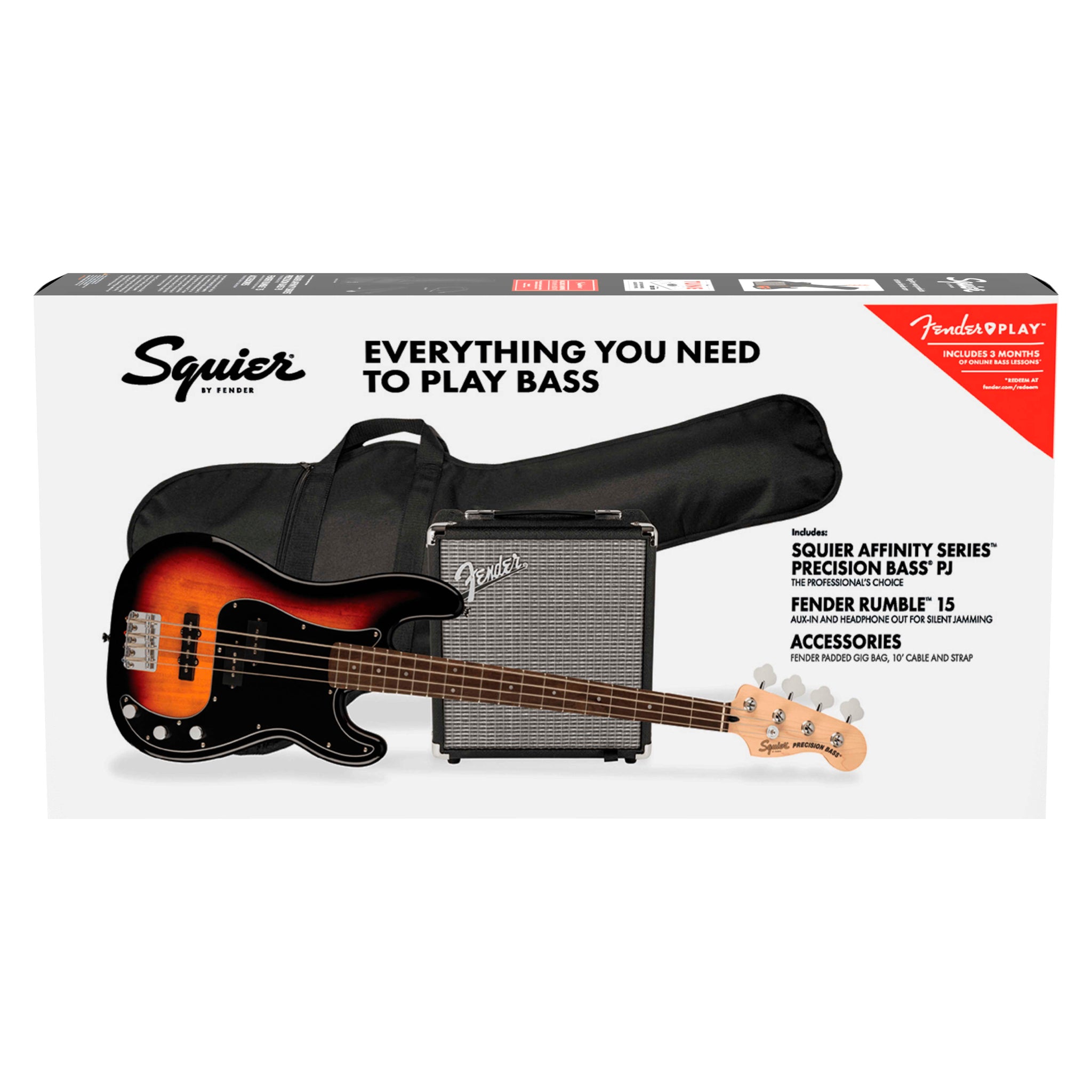 SQUIER AFFINITY SERIES PRECISION BASS PJ PACK, SUNBURST