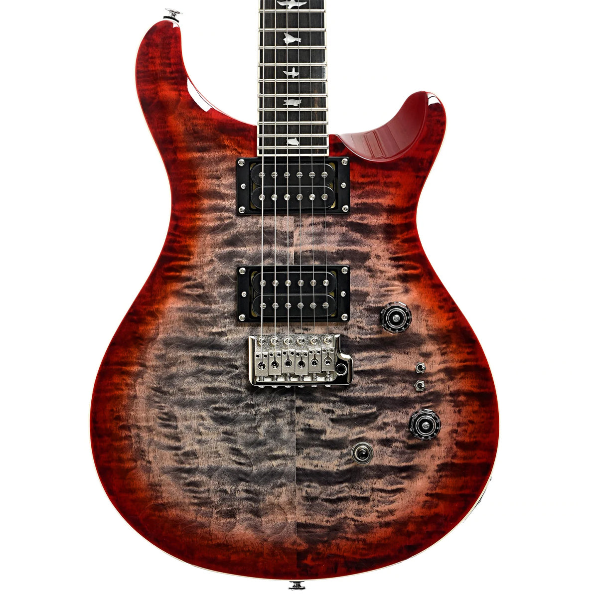 PRS SE CUSTOM 24-08 QUILTED CHARCOAL CHERRY BURST GUITARRA ELECTRICA CON GIG BAG