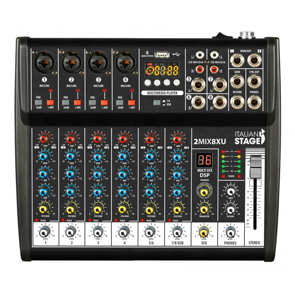 MEZCLADORA PROEL AUDIO 8 CANALES FX USB