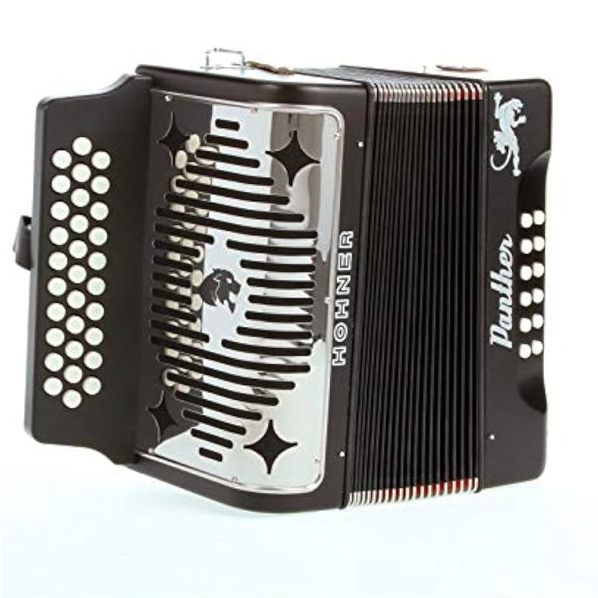 ACORDEON DIATONICO HOHNER "PANTHER" FA-SIB-MIB, 31 BOTONES Y 12 BAJOS, NEGRO MATE